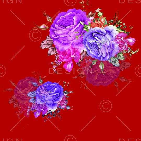 手绘大花印花华亿平台图片