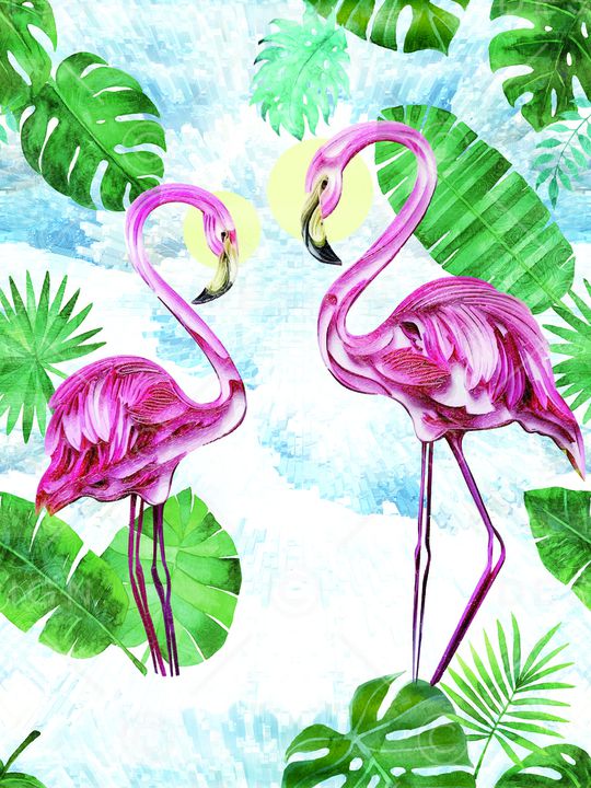 火烈鸟印花华亿平台图片