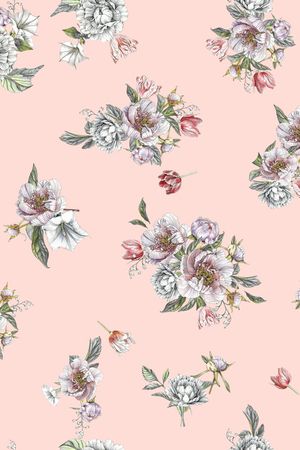 手绘花卉印花华亿平台图片