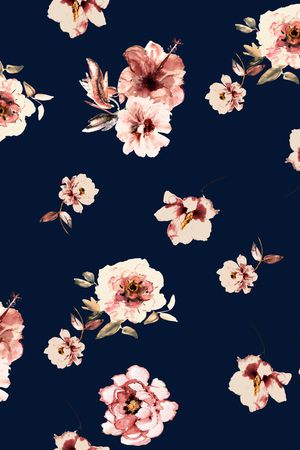 手绘花卉印花华亿平台图片