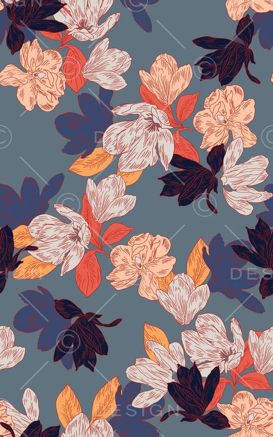 手绘花卉印花华亿平台图片