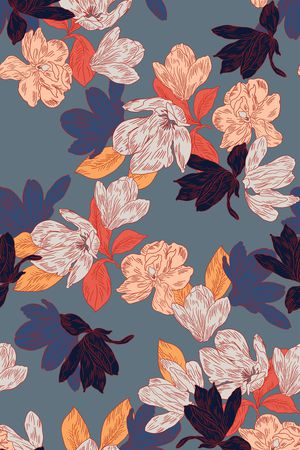 手绘花卉印花华亿平台图片