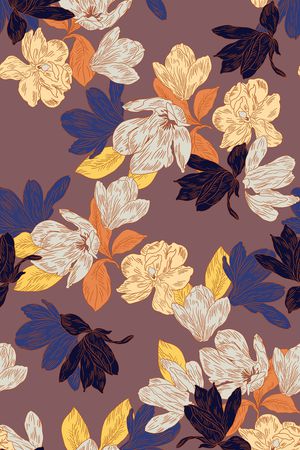 手绘花卉印花华亿平台图片