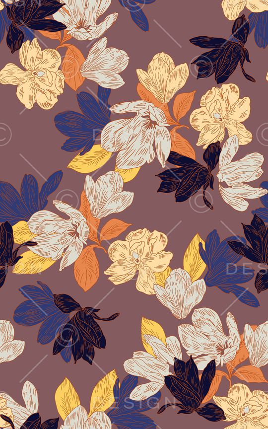 手绘花卉印花华亿平台图片