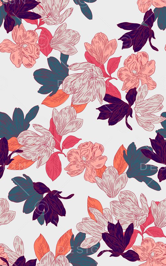 手绘花卉印花华亿平台图片