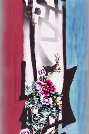 手绘花卉印花华亿平台图片