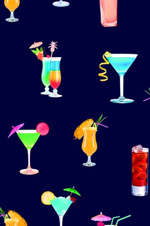 鸡尾酒印花华亿平台图片