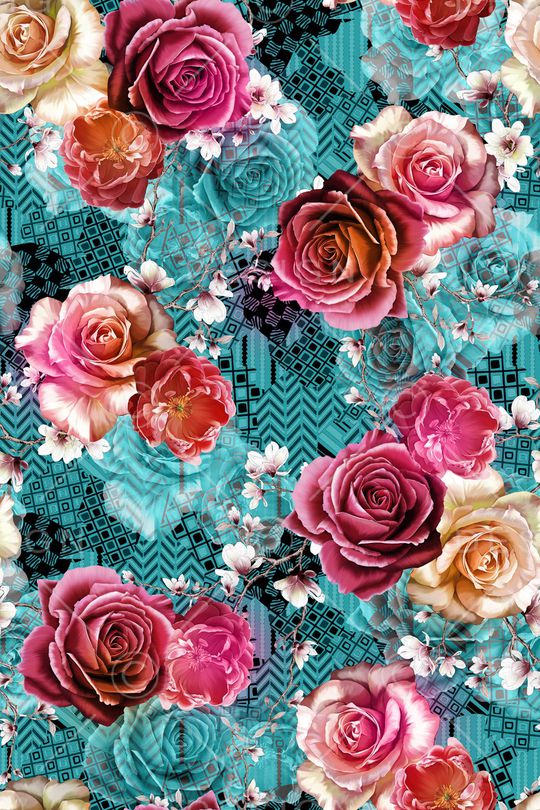 满版散花印花华亿平台图片