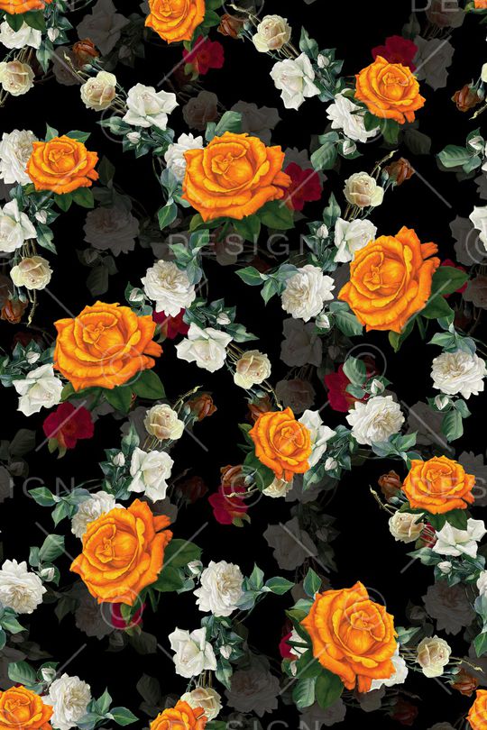 手绘大花印花华亿平台图片