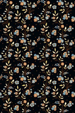 黑底花卉印花华亿平台图片
