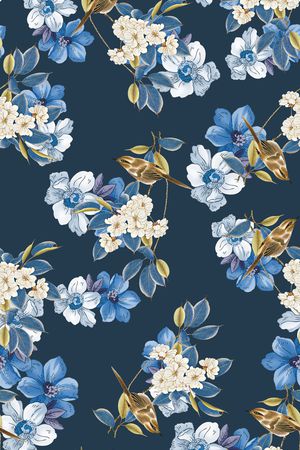 手绘花卉印花华亿平台图片