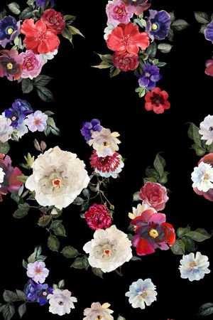 水彩花卉印花华亿平台图片