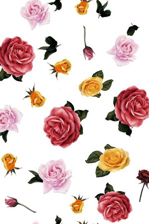 水彩花卉印花华亿平台图片