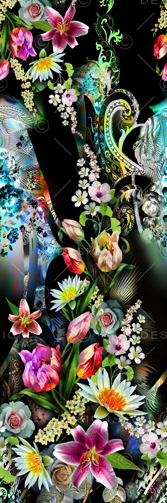 朦胧花卉印花华亿平台图片