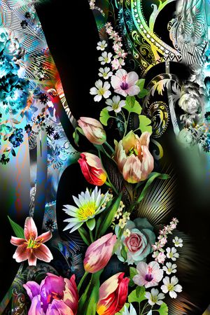 朦胧花卉印花华亿平台图片