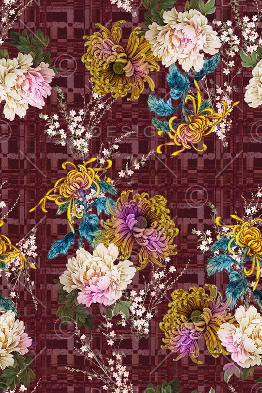 满版散花印花华亿平台图片