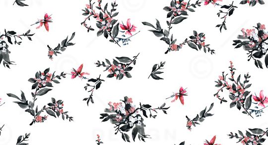 水彩花卉印花华亿平台图片