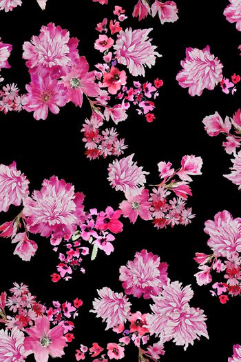 手绘花卉印花华亿平台图片