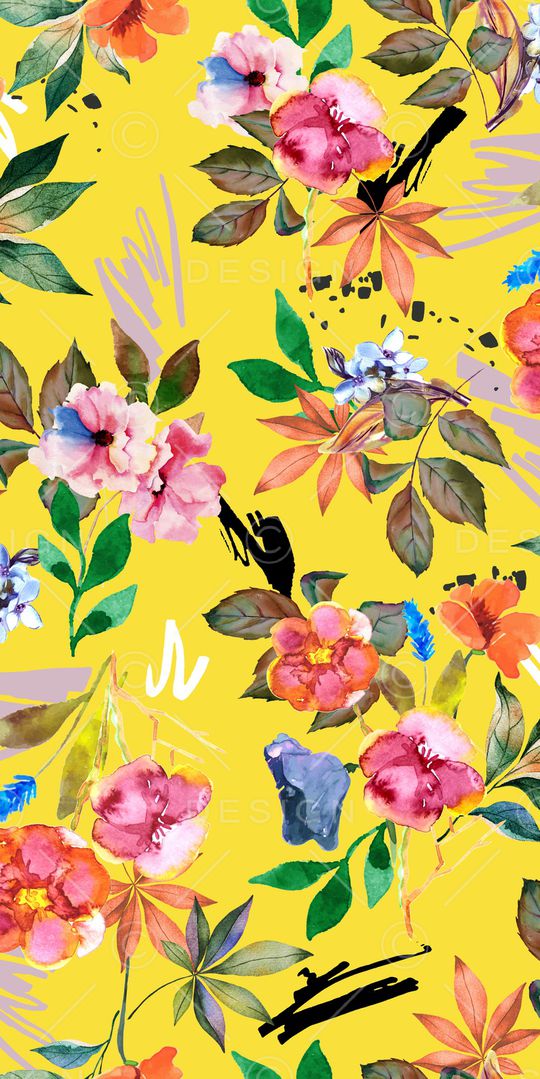 水彩花卉印花华亿平台图片