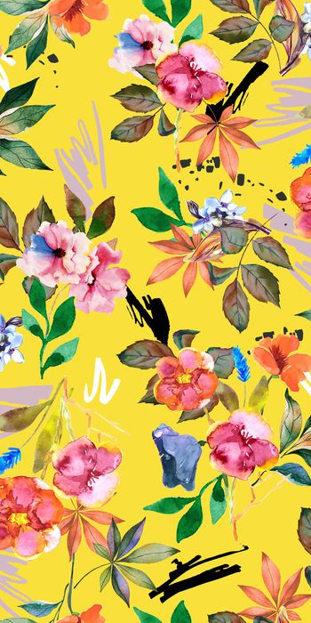 水彩花卉印花华亿平台图片