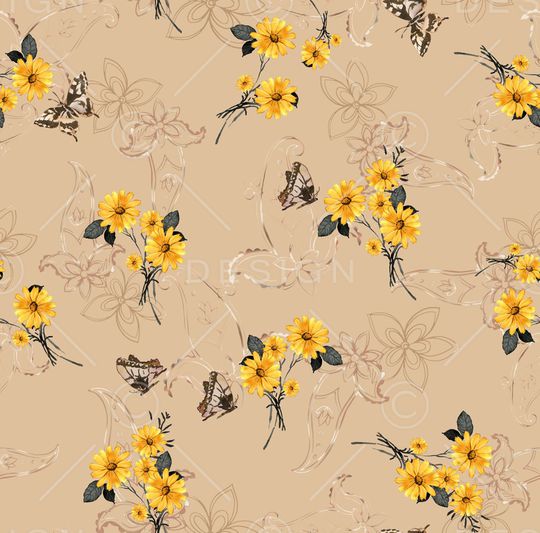 水彩花卉印花华亿平台图片