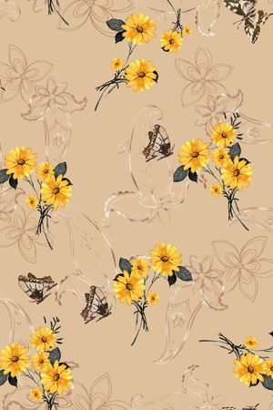 水彩花卉印花华亿平台图片