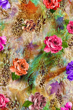 水彩花卉印花华亿平台图片