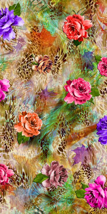 水彩花卉印花华亿平台图片