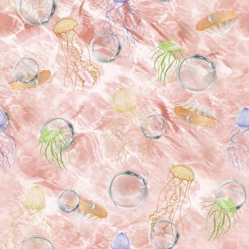 1154971-碧波海水水彩水母通透水泡-1