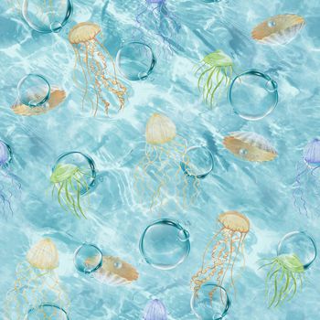 1154972-碧波海水水彩水母通透水泡