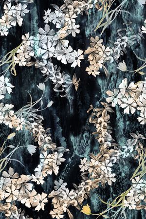 清爽底花卉印花华亿平台图片