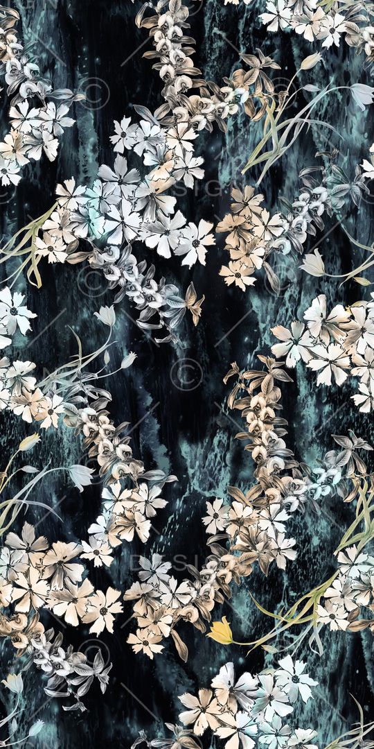 清爽底花卉印花华亿平台图片