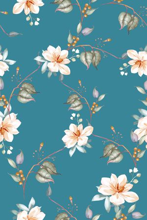 水彩花卉印花华亿平台图片