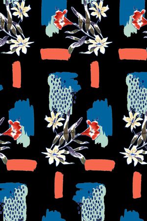 手绘花卉印花华亿平台图片