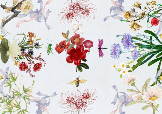 罂粟花印花华亿平台图片