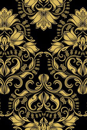 黑底花卉印花华亿平台图片