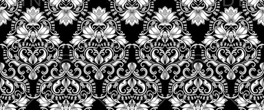 黑底花卉印花华亿平台图片