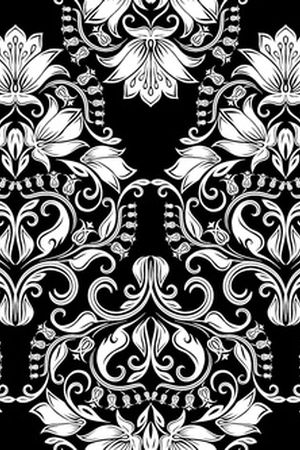 黑底花卉印花华亿平台图片