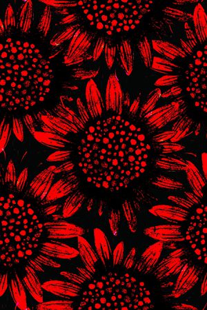 黑底花卉印花华亿平台图片