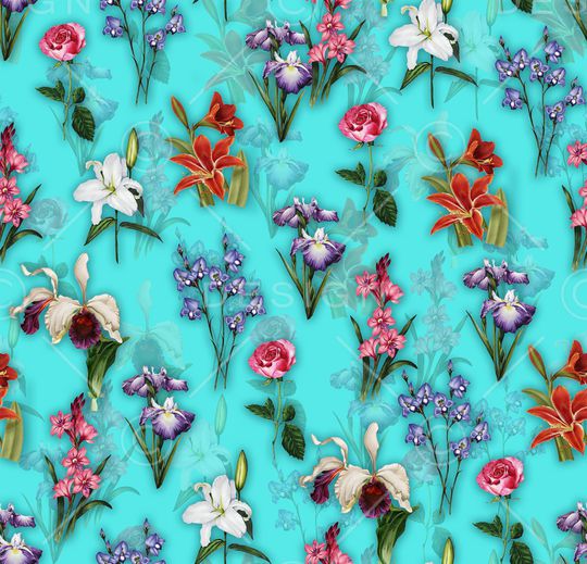 彩底花卉印花华亿平台图片