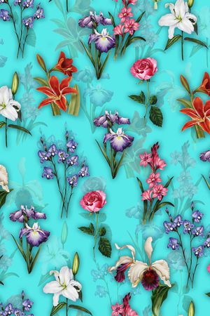 彩底花卉印花华亿平台图片