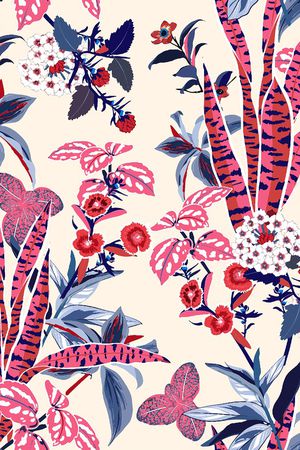 清爽底花卉印花华亿平台图片