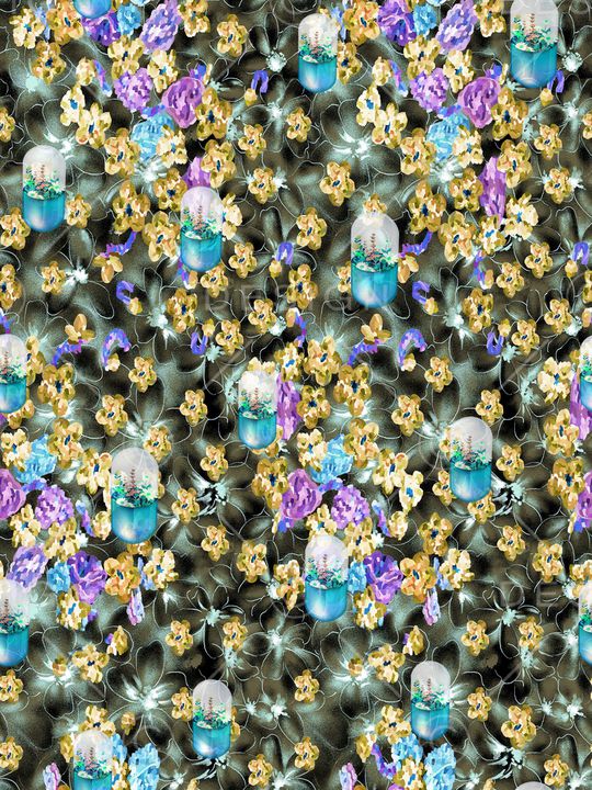 朦胧花卉印花华亿平台图片