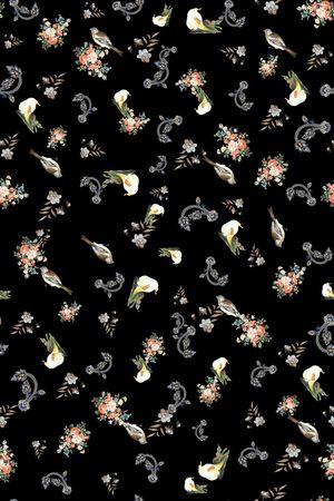 花鸟印花华亿平台图片