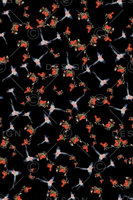 花鸟印花华亿平台图片