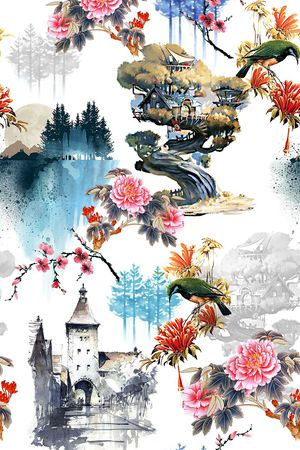 绿植树叶印花华亿平台图片