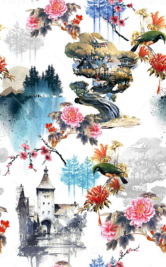 绿植树叶印花华亿平台图片