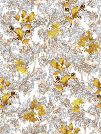 1158764-佩斯利欧式纹样松果叶子-1