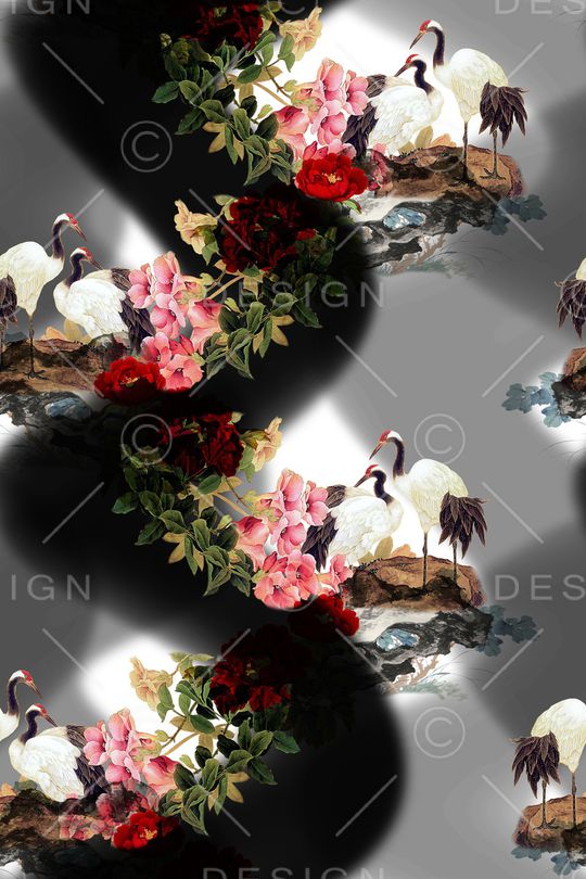 仙鹤印花华亿平台图片