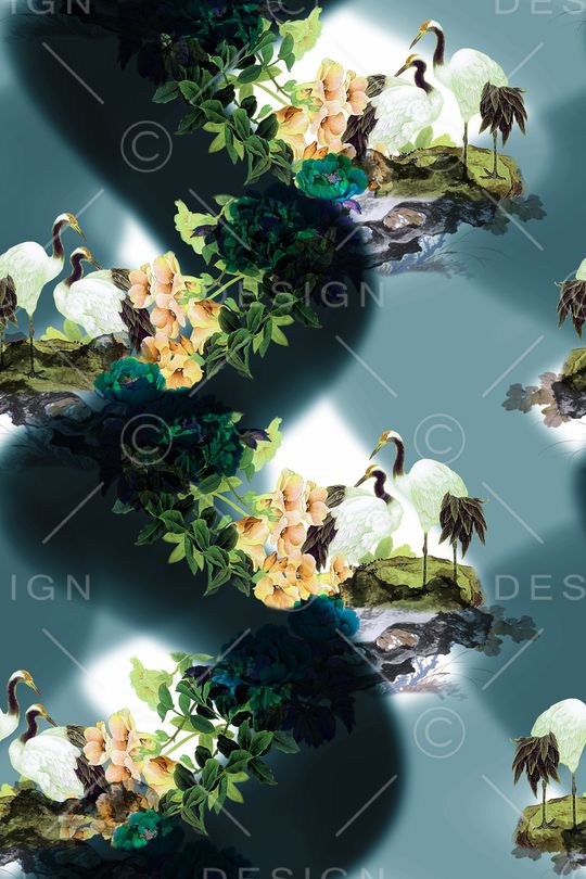 仙鹤印花华亿平台图片